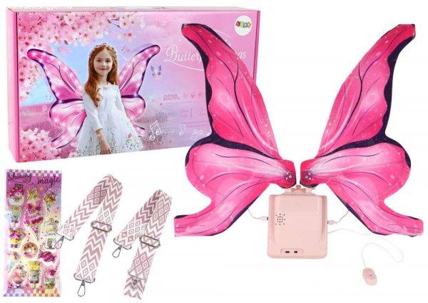 LED Dallam rózsaszín tündér pillangó szárnyak készlet 16252