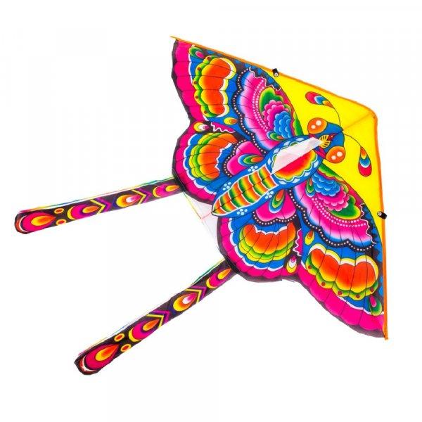 Pillangó alakú papírsárkány vidám, színes mintával és szalagokkal - 90
x 48 cm (BBI-9672)