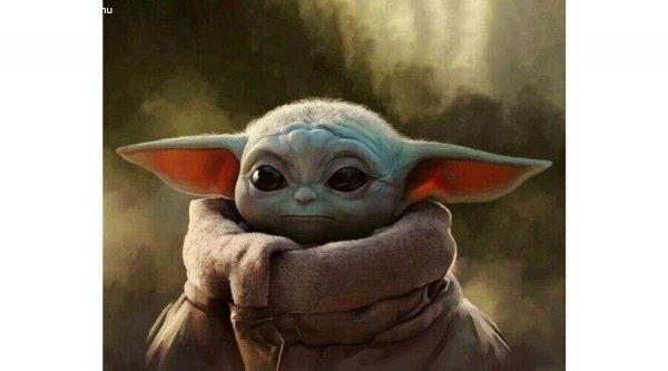 Gyémánt kirakó falapra kasírozva - Baby Yoda (Grogu)
