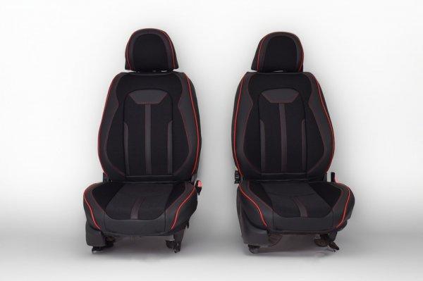Mitsubishi Galant Méretezett Üléshuzat -vesta Bőr/Szövet -Piros/Fekete- 2
Első Ülésre