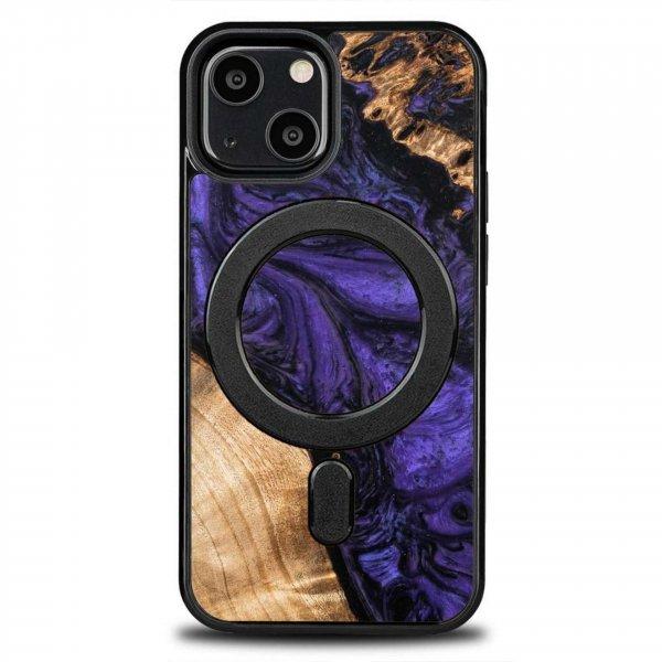 Fa és gyanta tok iPhone 13 Mini MagSafe Bewood egyedi lila telefonhoz - lila
és fekete