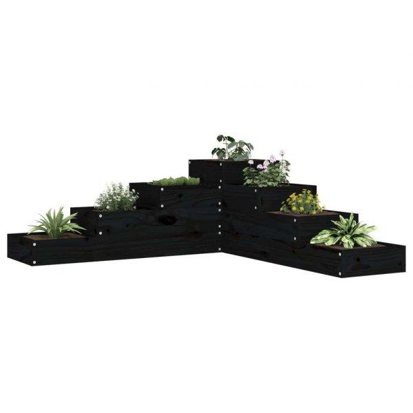 vidaXL fekete 4 szintes tömör fenyőfa kerti virágtartó 106x104,5x36 cm