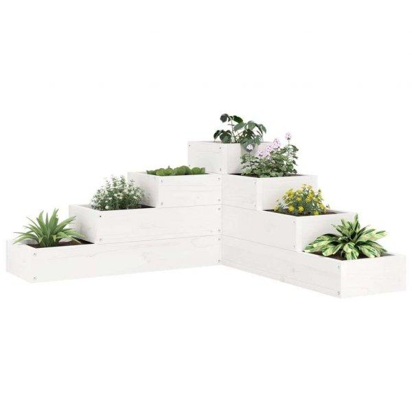 vidaXL fehér 4 szintes tömör fenyőfa kerti virágtartó 80,5x79x36 cm