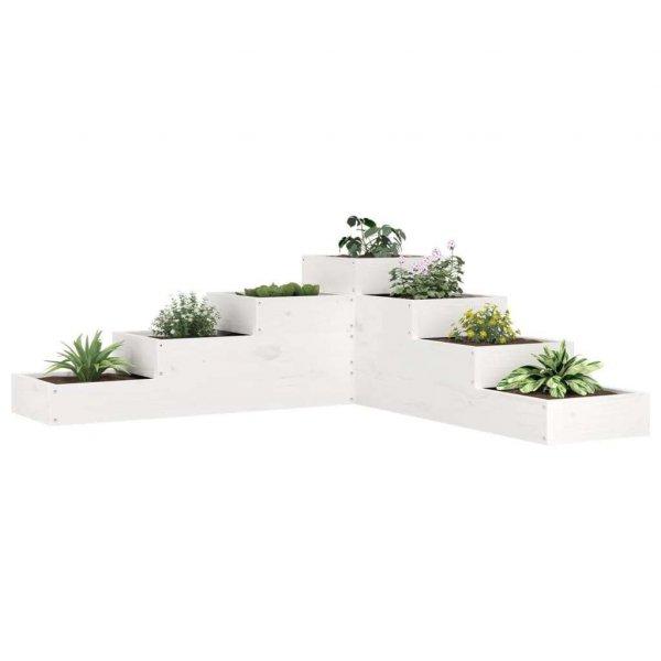 vidaXL fehér 4 szintes tömör fenyőfa kerti virágtartó 106x104,5x36 cm
