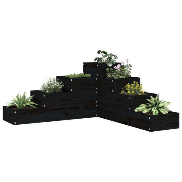 vidaXL fekete 4 szintes tömör fenyőfa kerti virágtartó 80,5x79x36 cm