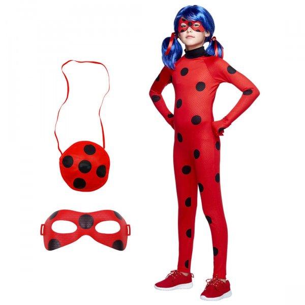 IdeallStore® gyerek jelmez, Miraculous Ladybug, jumpsuit típusú, 3-5 éves,
paróka és kiegészítők