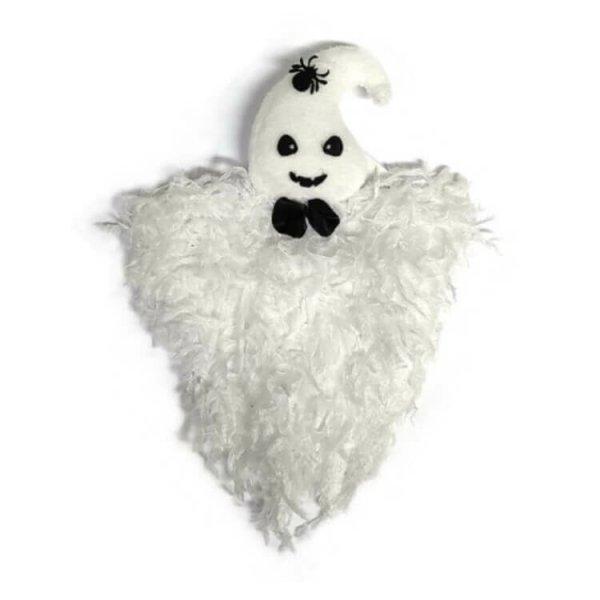 Halloween dekorációs figura (fehér szellem fekete csokornyakkendővel)