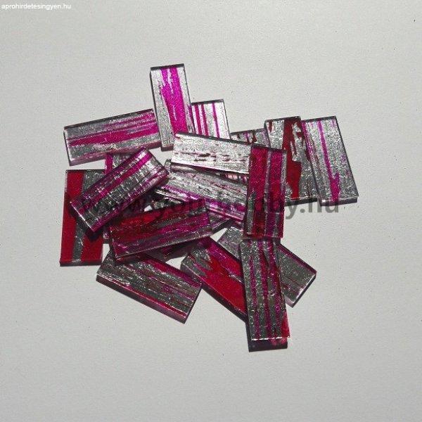 Üvegmozaik 1x2,5 cm - Ezüst-pink