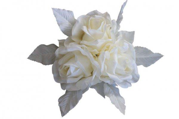 Fehér luxus rózsák levelekkel 60cm