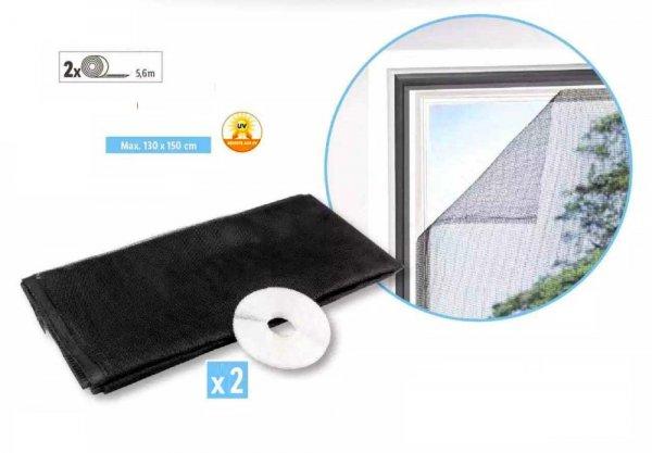 Livarno Home 2 darabos UV álló, vágható antracitszürke / fehér
szúnyogháló, rovarháló 130 x 150 cm ablakra, tépőzáras szalaggal (2
szett)