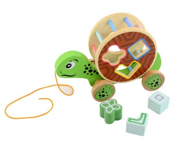 Húzós játék formabedobóval - teknős