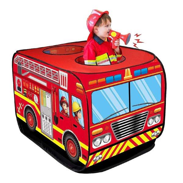 Tűzoltóautó alakú játszósátor gyerekeknek -
könnyen felállítható - 112 x 70 x 70 cm (BBJ)