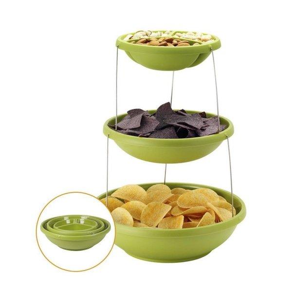 3 szintes kihajtható mágneses nasi tartó edény -
összecsukható emeletes party csemege tartó és
szervírozó mély, zöld (BBM)
