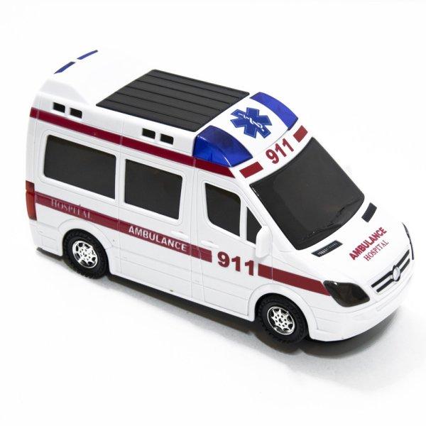 LED-es szirénázó játék mentőautó - tolat,
kanyarodik, fékez (BBJ)