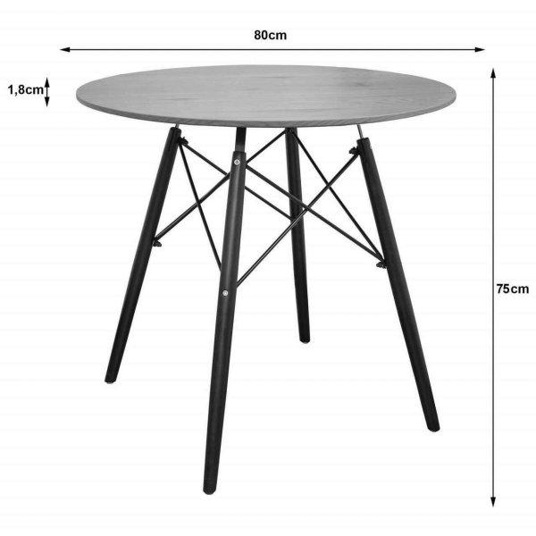 Skandináv stílusú asztal, Mercaton, kerek, MDF és fa, natúr, 80x75 cm,
80x75 cm