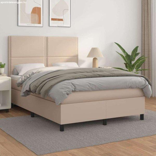 vidaXL cappuccino színű műbőr rugós ágy matraccal 140 x 190 cm