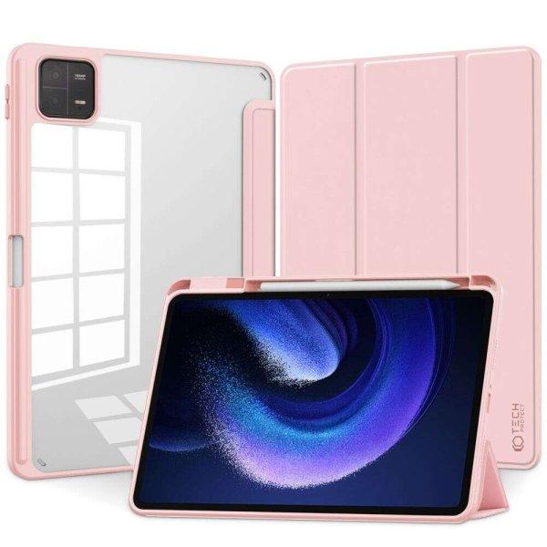 Tablettok XIAOMI PAD 6 (11,0 coll) - pink smart case tablet tok, átlátszó
hátlappal, ceruza tartóval