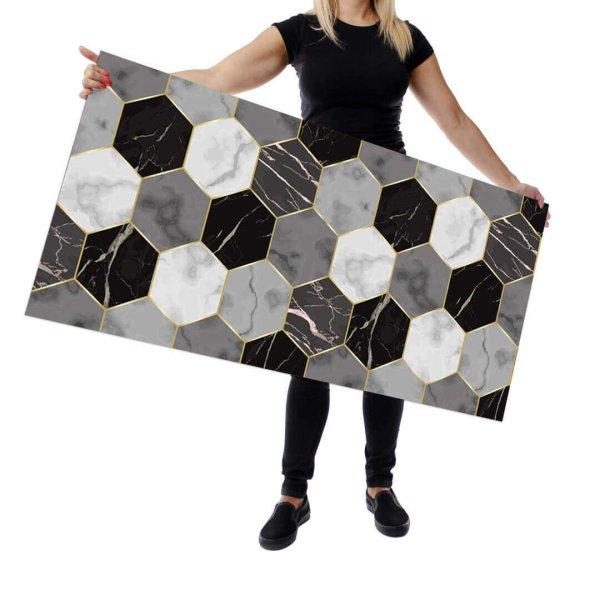 Wallplex falburkoló konyhapanel Hexagon szürke fekete
