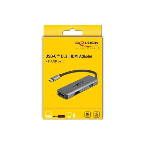 Delock USB Type-C  Dual HDMI adapter 4K 60 Hz és USB portokkal