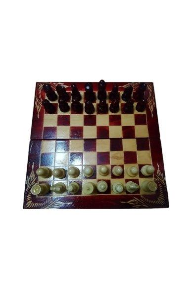 Fa sakk készlet 32x32 cm sakk tábla doboz klaszikus sakkfigura backgammon
dáma játék piros