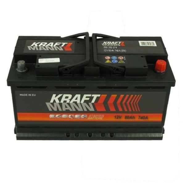 Kraftmann 12v 80ah autó akkumulátor jobb+ *alacsony