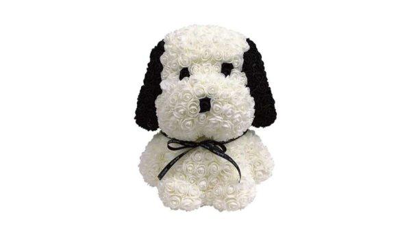 Rózsa kutyus, örök virág ülő kutya díszdobozban - fekete-fehér - Snoopy
- 38 cm