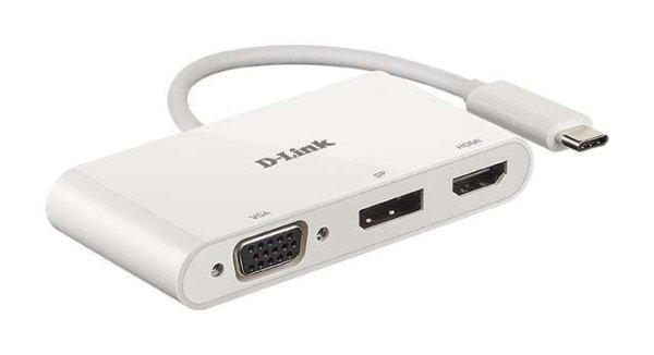 D-Link DUB-V310 USB-C -> HDMI, VGA, DisplayPort adapter fehér