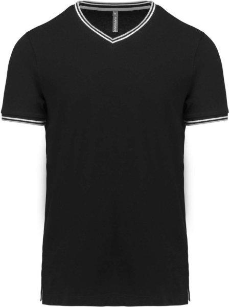 Férfi V-nyakú piké póló, kontrasztos szélekkel, Kariban KA374, Black/Light
Grey/White-3XL