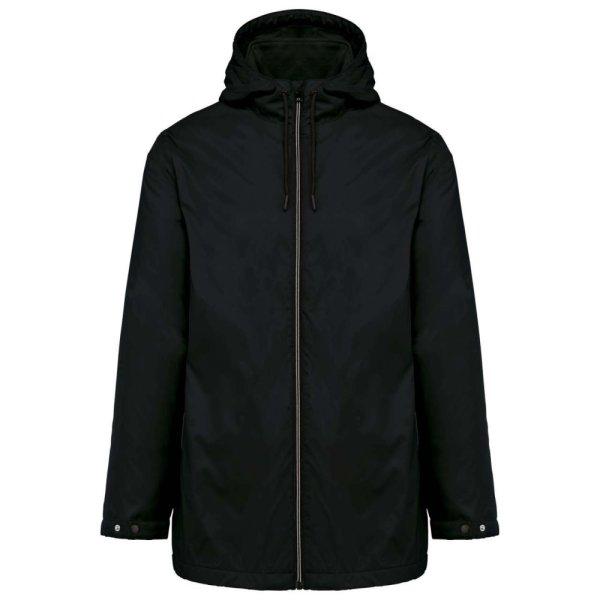 Uniszex kapucnis kabát, mikropolár béléssel, Kariban KA6153, Black-XL