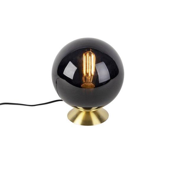 Art Deco asztali lámpa sárgaréz, fekete üveggel - Pallon