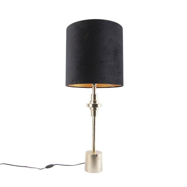Art Deco asztali lámpa arany bársony árnyalatú fekete 40 cm - Diverso