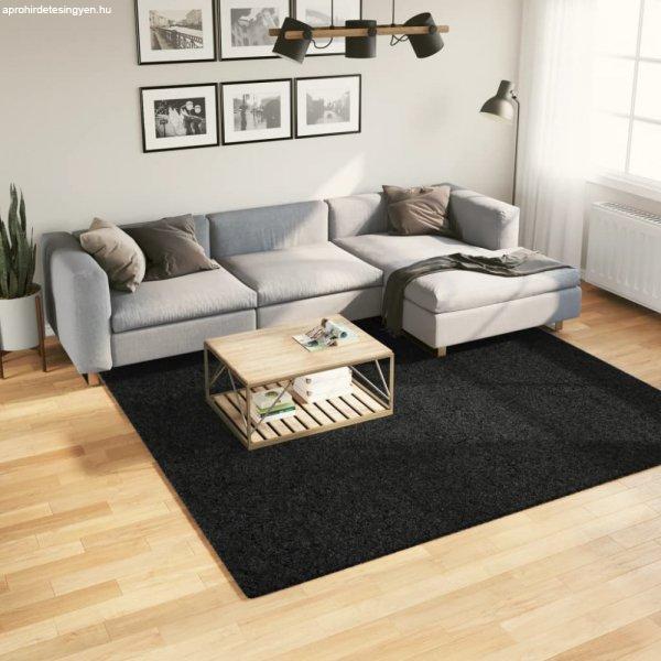 Fekete hosszú szálú bozontos modern szőnyeg 240 x 240 cm