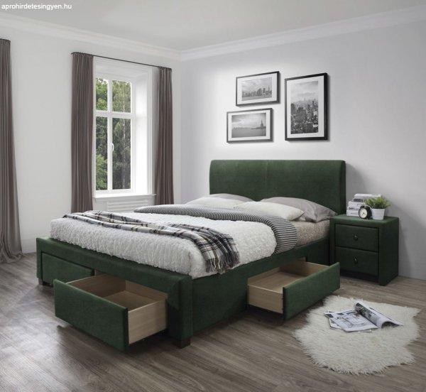 Kétszemélyes ágy, tárolóhellyel, sötétzöld, 160 cm - URANUS - Butopêa