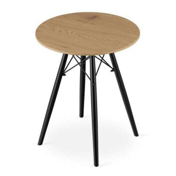 Skandináv stílusú asztal, Artool, kerek, MDF és fa, natúr, 60x73 cm