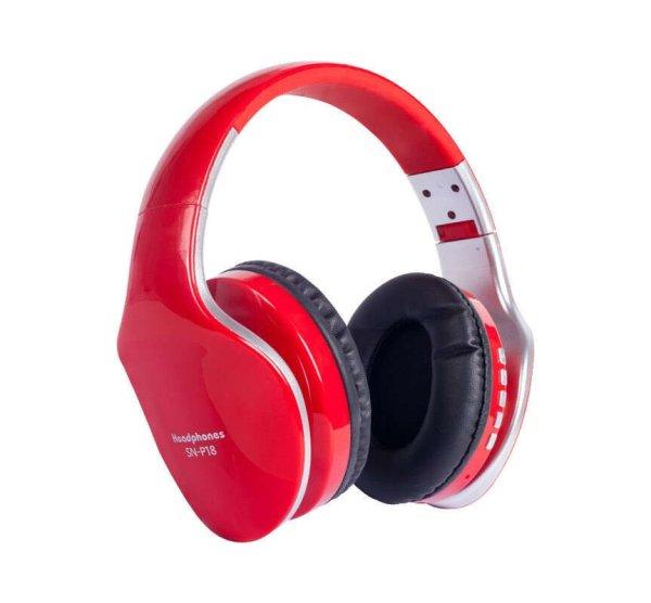 Bluetooth Fejhallgató, beépített mikrofonnal, SN-P18
hívásfogadás/hangerőszabályzó/számváltó, Bluetooth + MicroSD + 3,5mm
jack + FM rádió, piros