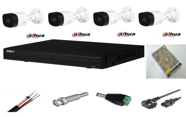 Kültéri videó felügyeleti rendszer 4 kamera Dahua 2MP IR 20m, Dahua DVR,
tartozékokkal