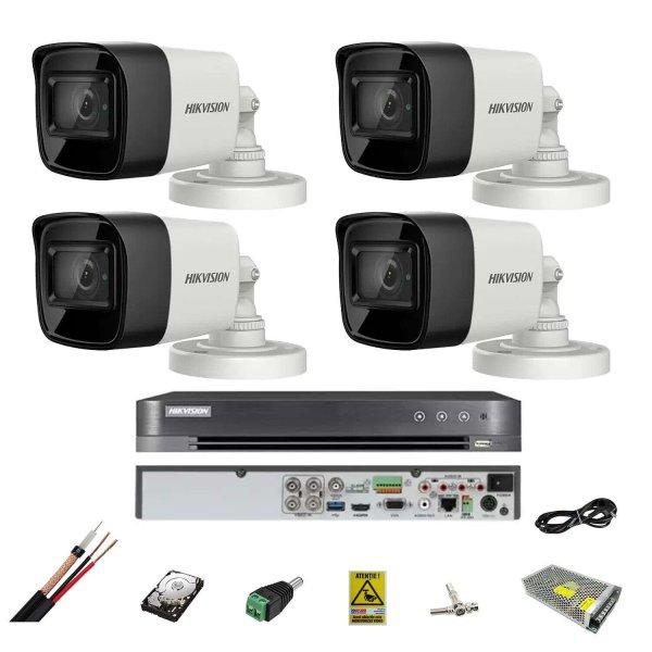 Felügyeleti rendszer 4 kamera Hikvision 8MP, 2,8mm, IR 30m, DVR 4 csatornás
8MP, tartozékok, merevlemez