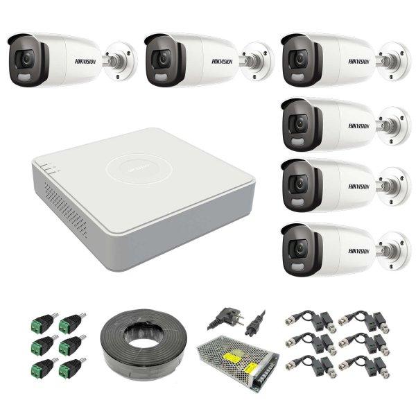 Hikvision 2mp Color Vu 6 kamerás megfigyelőrendszer IR 40m (éjszakai
színes), 8 csatornás DVR