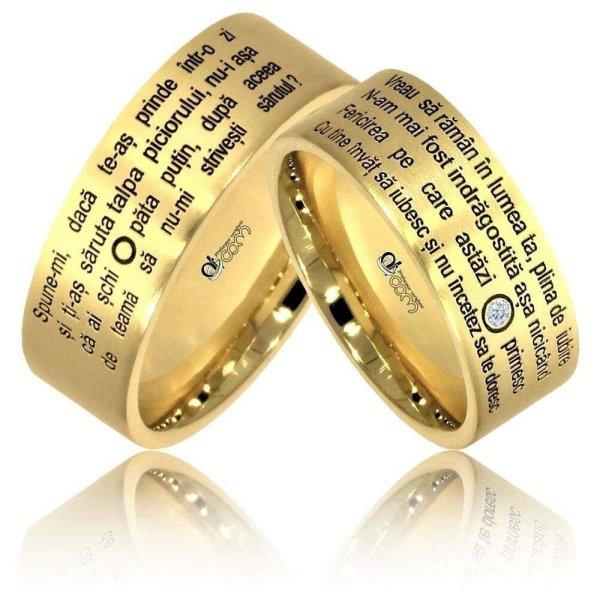 Sárga arany jegygyűrűk modell Love Poem