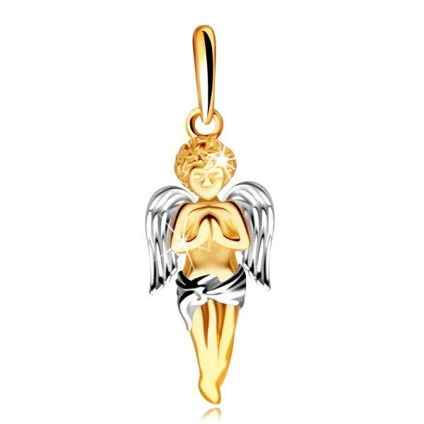 Medál kombinált 14K aranyból – imádkozó angyal szárnyakkal