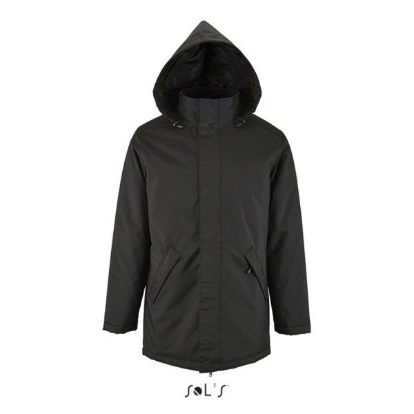 Uniszex ROBYN steppelt bélésű kabát, gallérba rejthető kapucnival,
SOL'S SO02109, Black-L