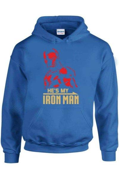 He's my iron man pulóver - egyedi mintás, 4 színben, 5 méretben