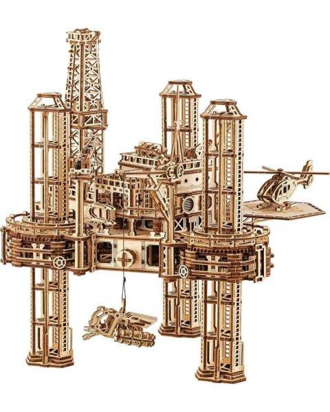 3D mechanikus puzzle, olajfúró platform, WT, fa, 1180 darab