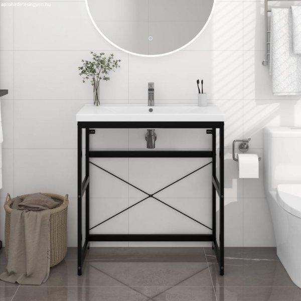 Fekete vas fürdőszobai mosdókagylókeret 79 x 38 x 83 cm