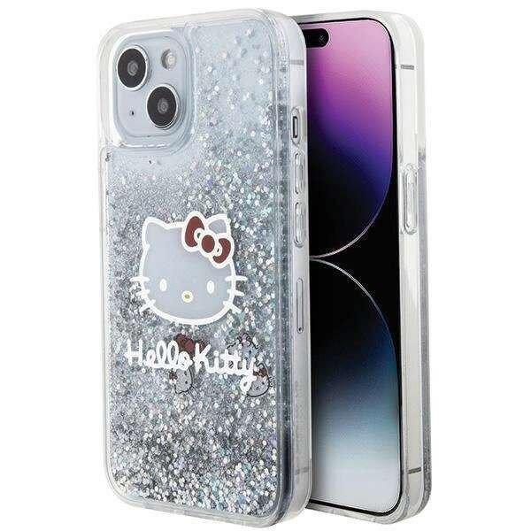 Hello Kitty Liquid Glitter Charms tok iPhone 14 - ezüst