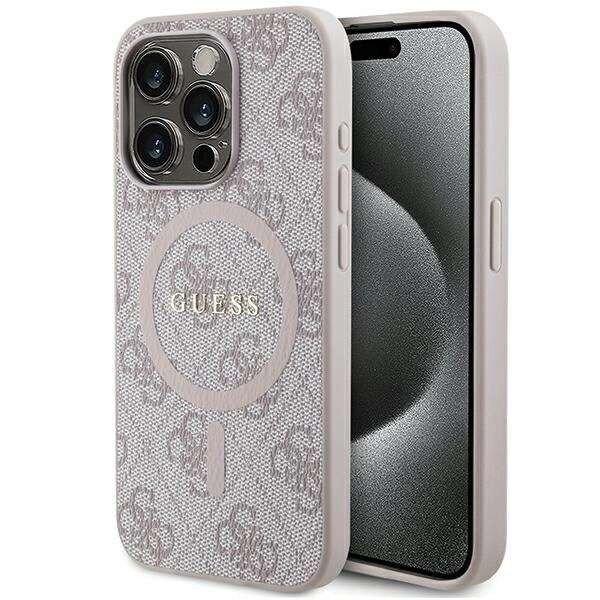 Guess 4G Collection bőr fém logós MagSafe tok iPhone 15 Pro Max
készülékhez - rózsaszín