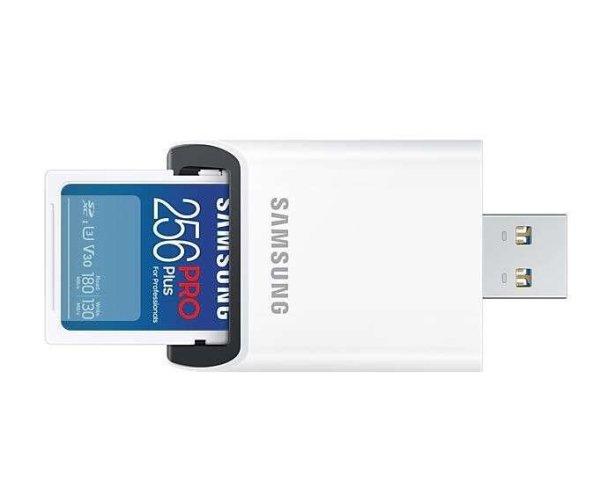 Samsung MB-SD256SB/WW PRO Plus 256 GB, UHS-I U3, SDXC memóriakártya +
kártyaolvasó