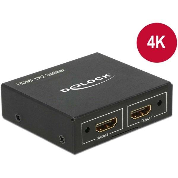 Delock HDMI-elosztó, 1 x HDMI-bemenet > 2 x HDMI-kimenet, 4K
