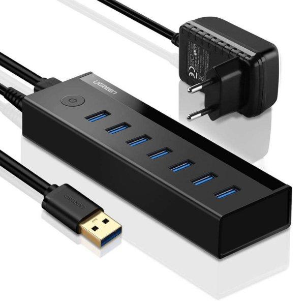 UGREEN US219 7 az 1-ben adapter, USB-elosztó 7x USB 3.0 (fekete)