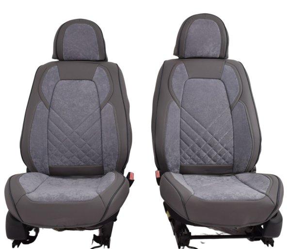 Hyundai Atos Méretezett Üléshuzat -Triton Bőr/Arcantara -Szürke/Szürke- 2
Első Ülésre
